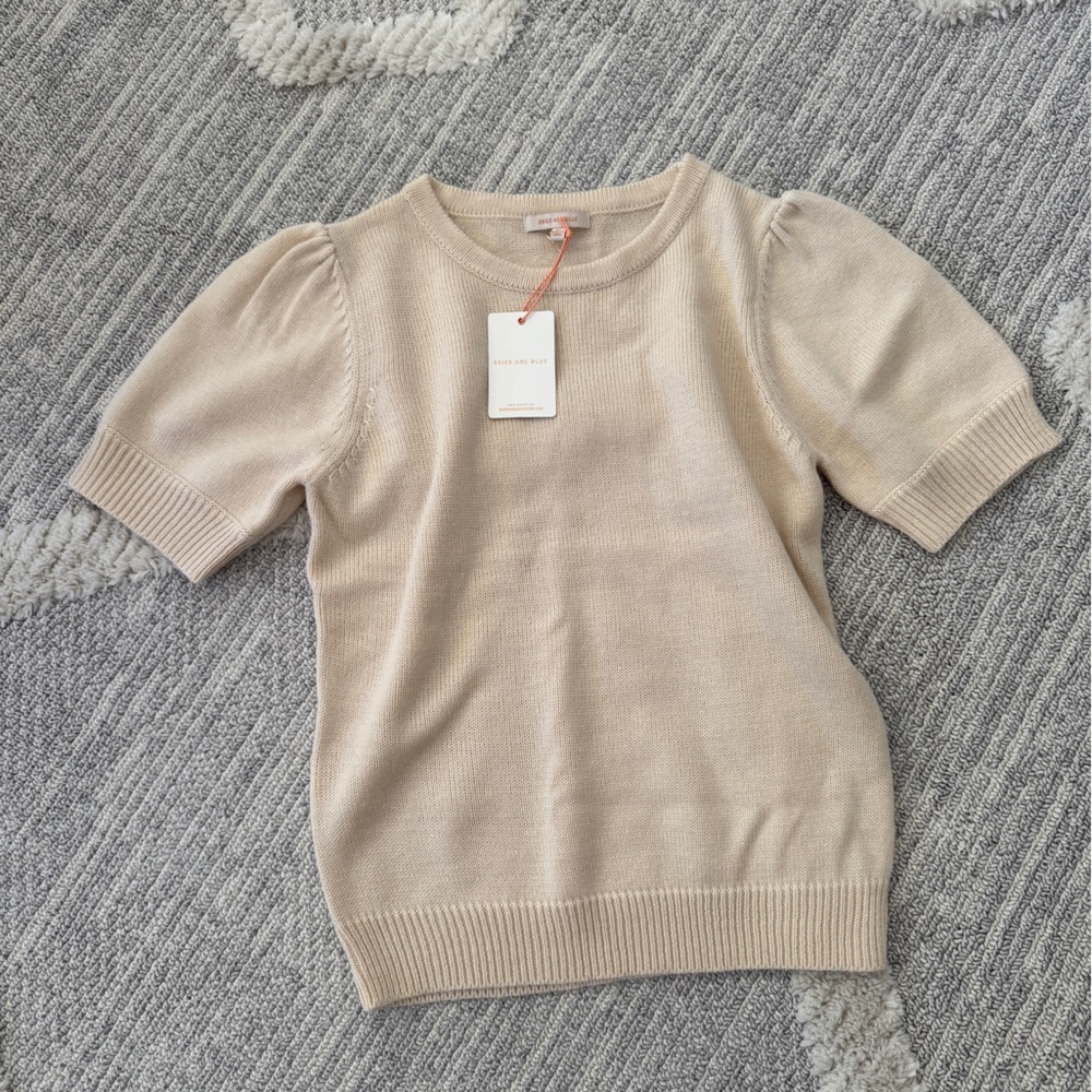 Skies Are Blue Recycled Yarn Short Sleeve Sweater